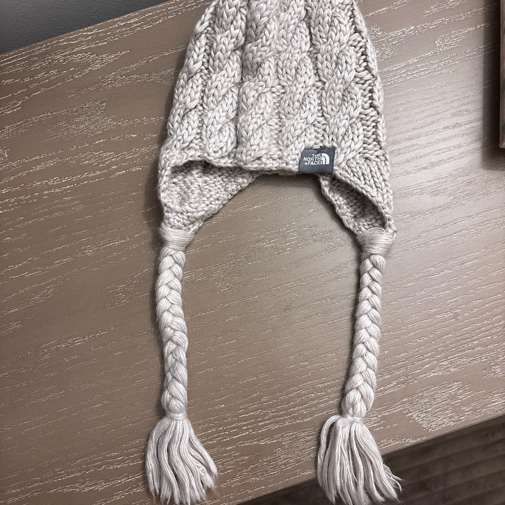 The North Face Kids Knit Hat with Braids - Cream